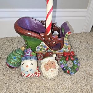 Jim Shore Colorful Holiday Sleigh with Ornaments